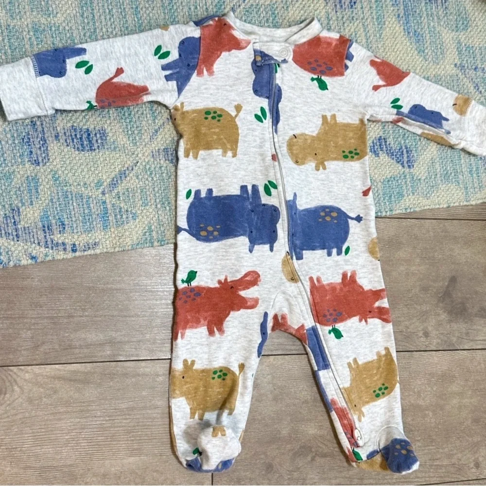 Carter's Hippos Theme Zip Footies One Piece Sleep & Play Size 6 Months Baby Boy